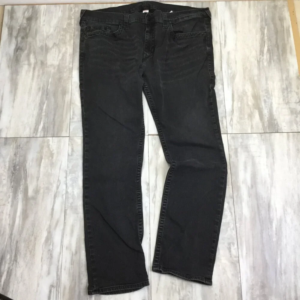 True Religion Ricky Relaxed Straight Black Jean 42